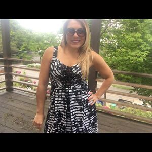 Floral Lace Up Fit and Flare Dress